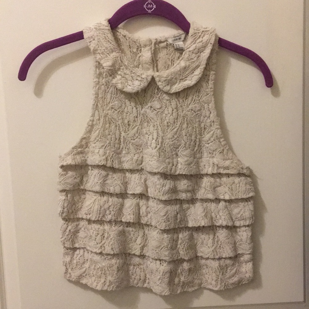 Beige Cream Collared Lace Top